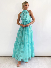 Solid Color Halter Neck Dress