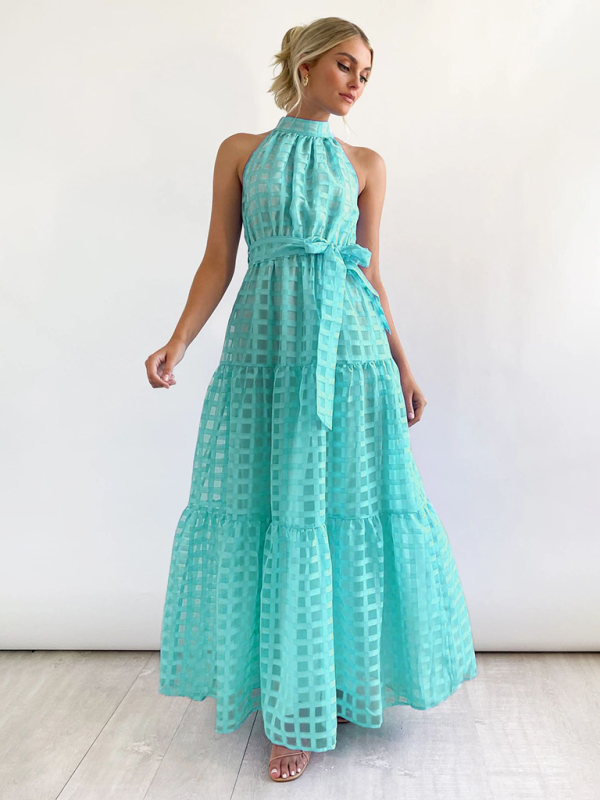 Solid Color Halter Neck Dress