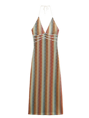 Ladies holiday casual crochet flower suspender dress