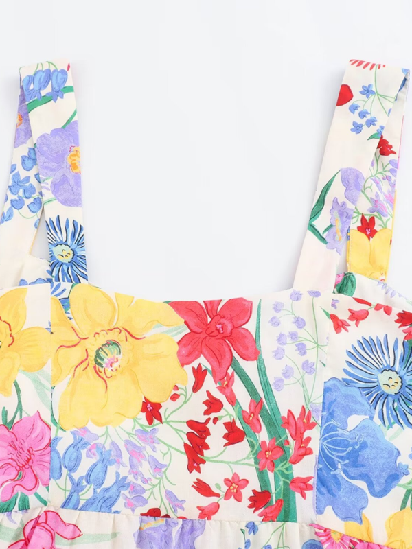 style floral print suspender dress
