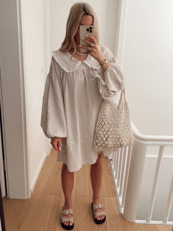 style shirt doll collar long sleeve versatile lantern sleeve dress