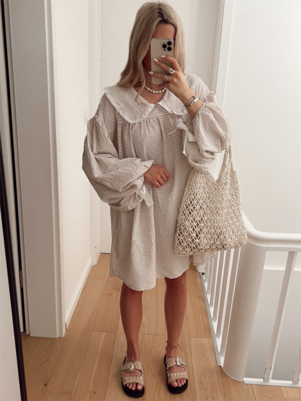 style shirt doll collar long sleeve versatile lantern sleeve dress