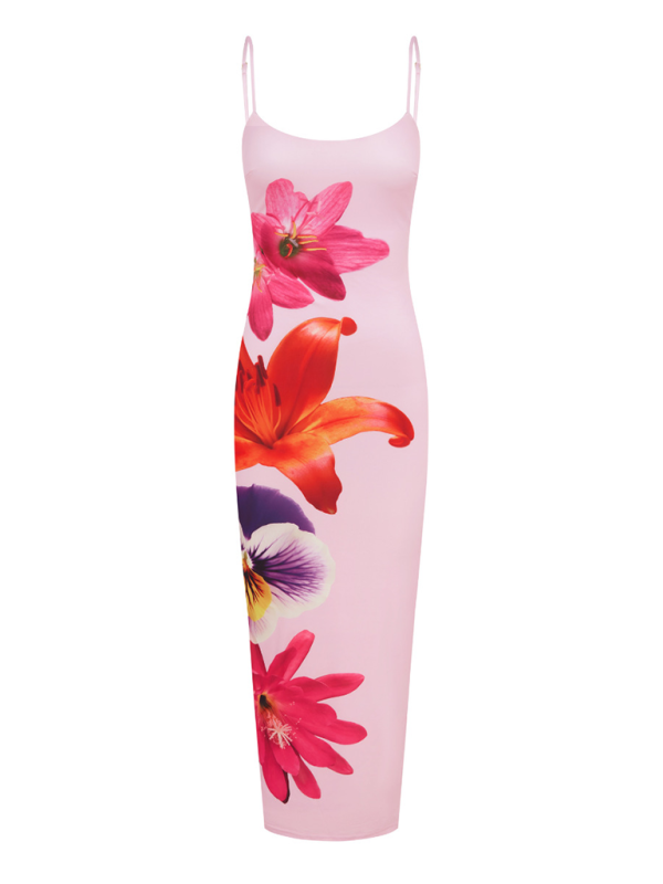 print multi-color temperament sling street style hip dress