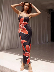 print multi-color temperament sling street style hip dress