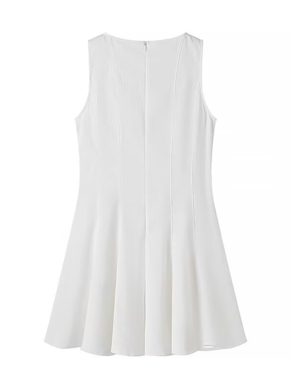 Ladies sleeveless round neck short dress