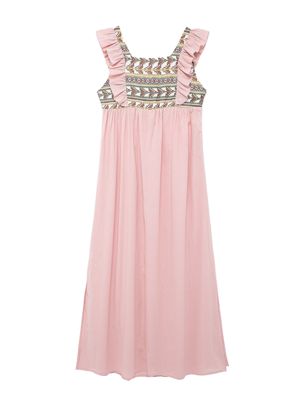 mid-length printed patchwork dress