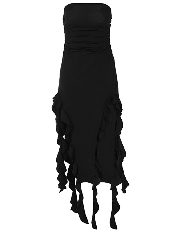 Ladies sexy personality wrap chest irregular dress