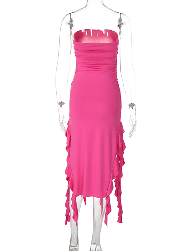 Ladies sexy personality wrap chest irregular dress