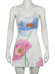 holiday style flower sexy suspender dress
