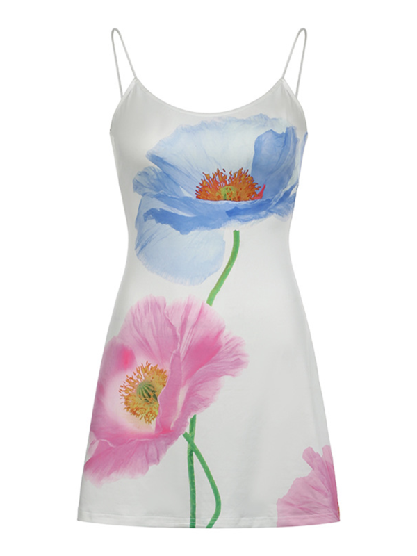 holiday style flower sexy suspender dress