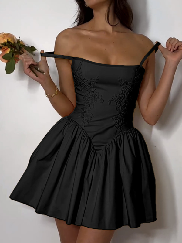 temperament lace characteristic suspender puffy dress