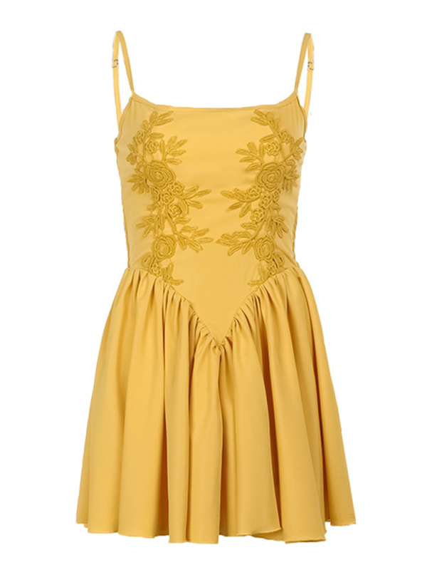 temperament lace characteristic suspender puffy dress
