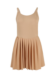 Ladies style pocket solid color halter neck high waist two in one dress