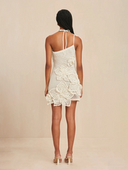 halterneck 3D holiday style floral dress
