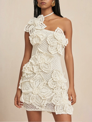 halterneck 3D holiday style floral dress