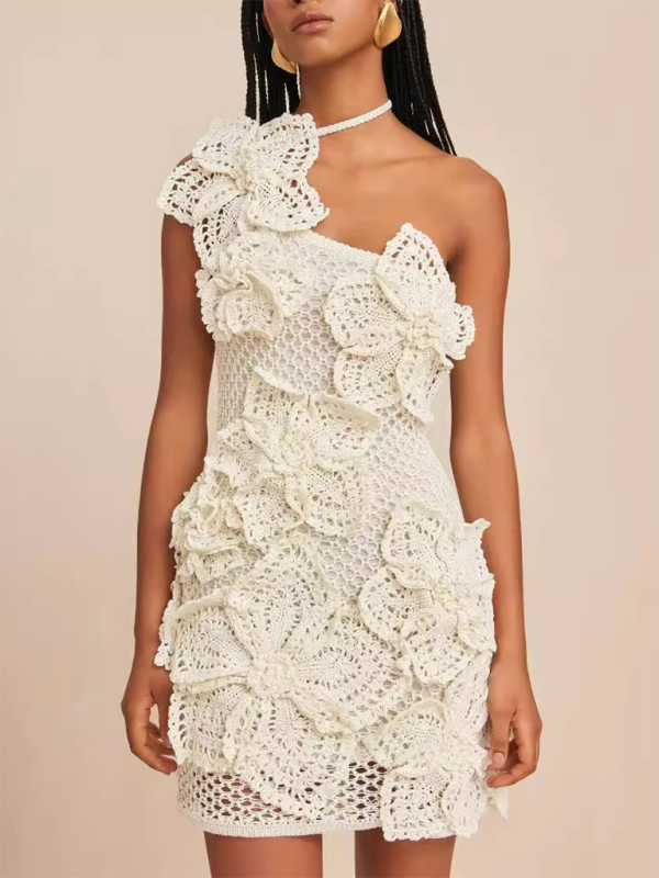 halterneck 3D holiday style floral dress