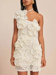 halterneck 3D holiday style floral dress