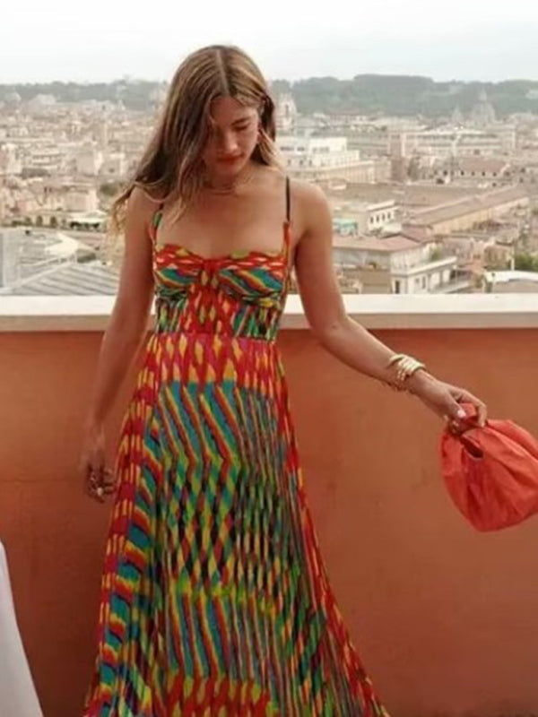 style suspender print dress