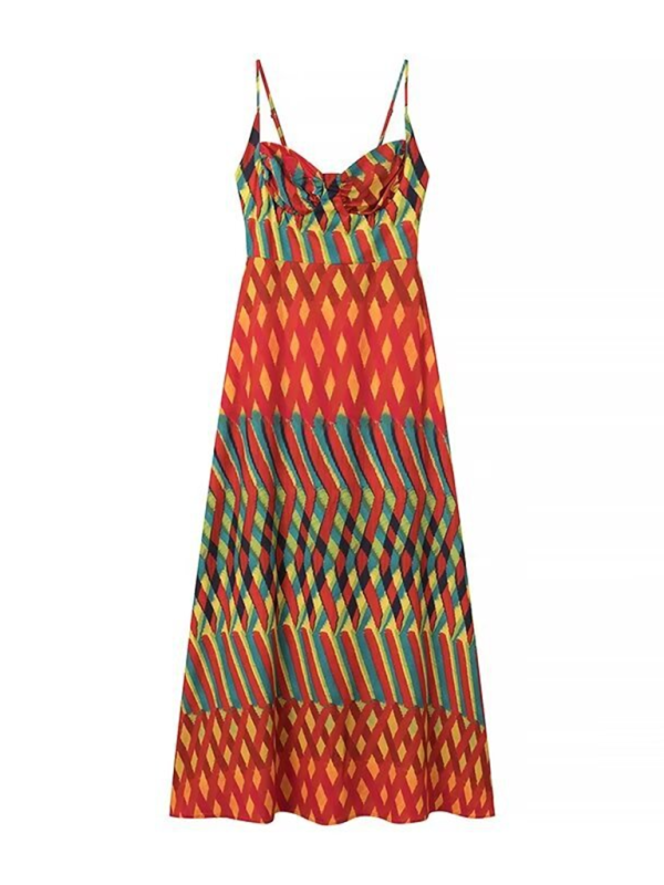 style suspender print dress