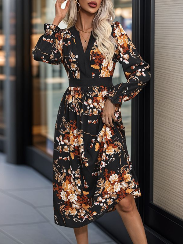 Printed Midi Fall Dress