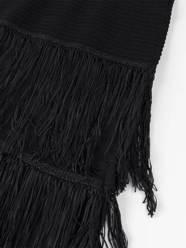 Style Tassel Backless Zipper Dress