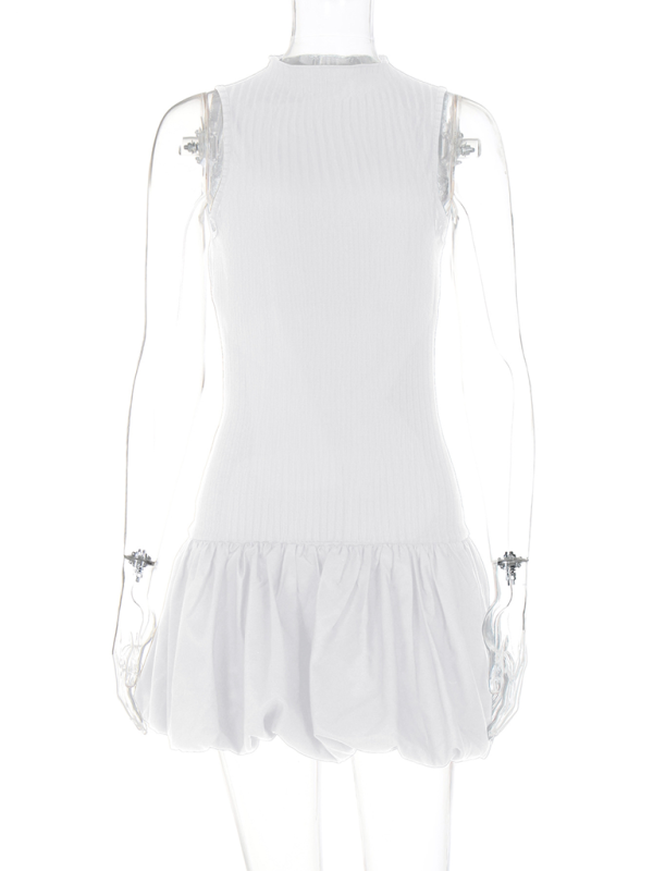 sexy back hollow slim stitching pleated dress