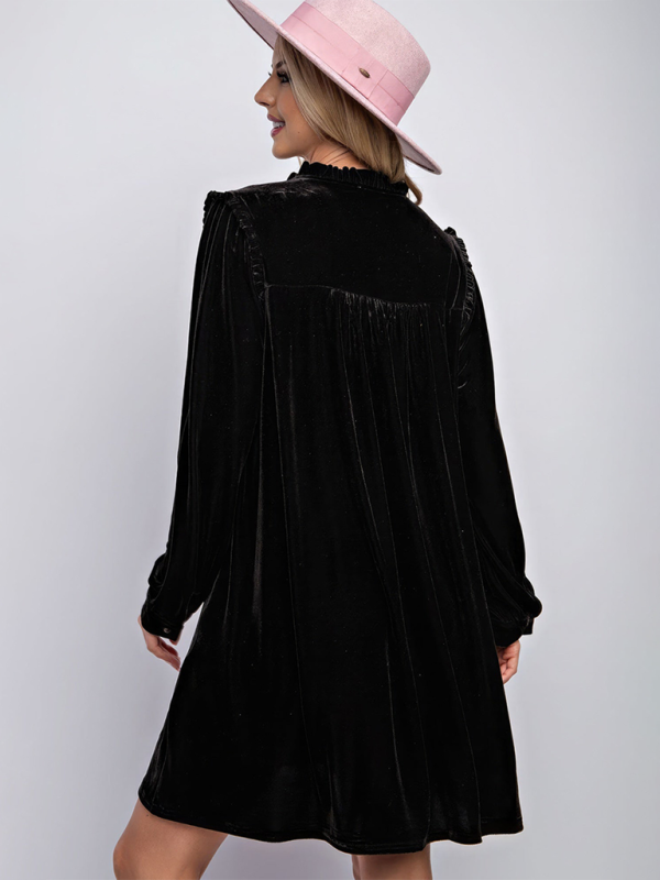 solid color loose straight dress velvet casual simple knee-length skirt