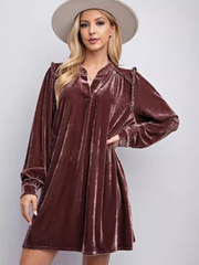 solid color loose straight dress velvet casual simple knee-length skirt