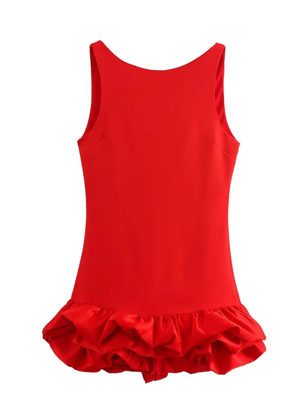 sleeveless short ruffle dress