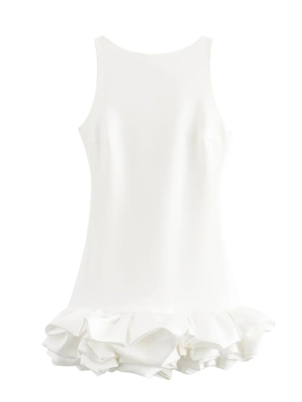 sleeveless short ruffle dress