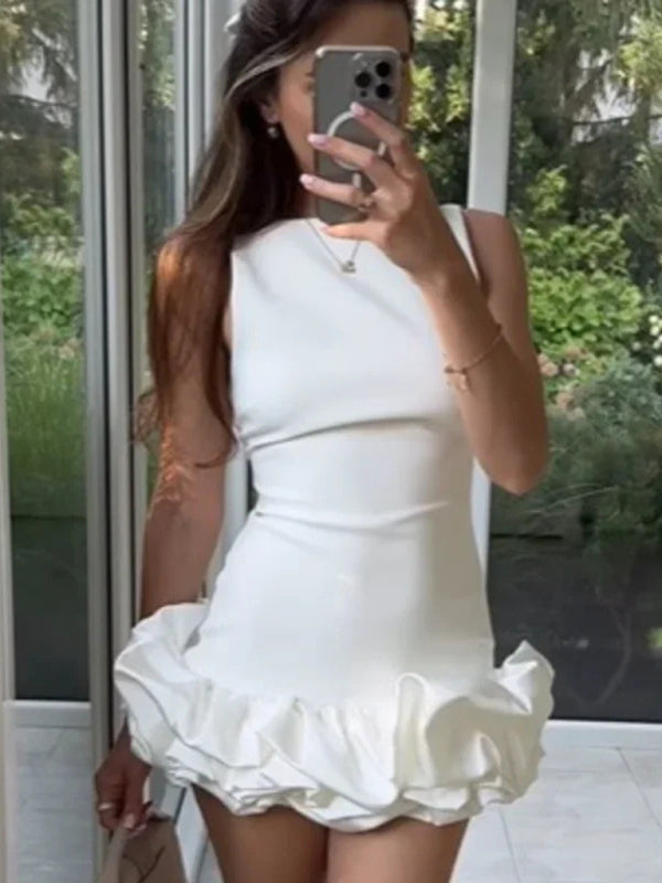 sleeveless short ruffle dress