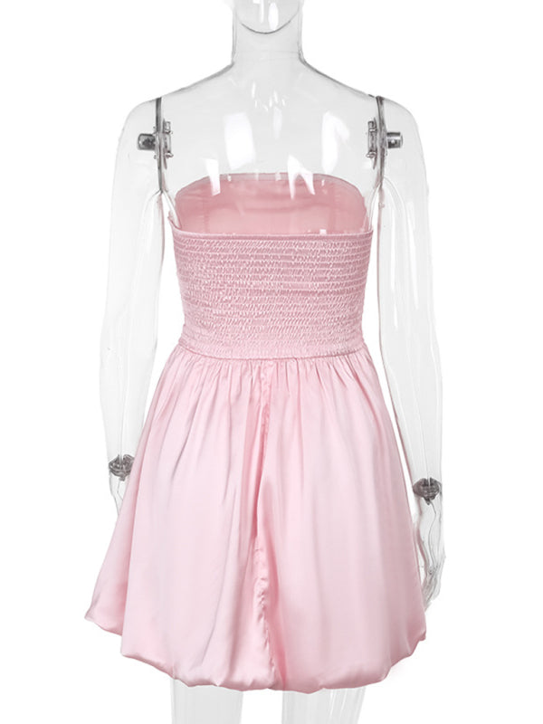 style sexy temperament one shoulder tube top A-line mini dress
