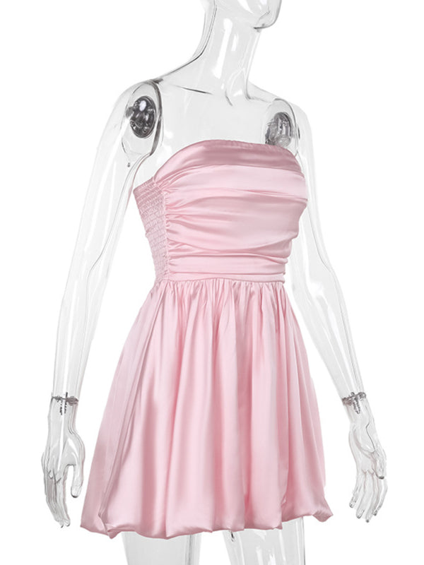 style sexy temperament one shoulder tube top A-line mini dress