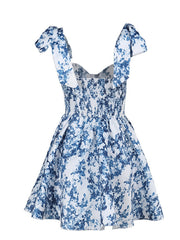 Sexy Holiday Style Slim Fit Printed Lace-Up A-Line Dress