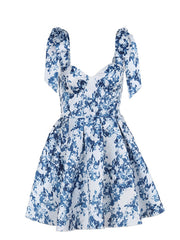 Sexy Holiday Style Slim Fit Printed Lace-Up A-Line Dress