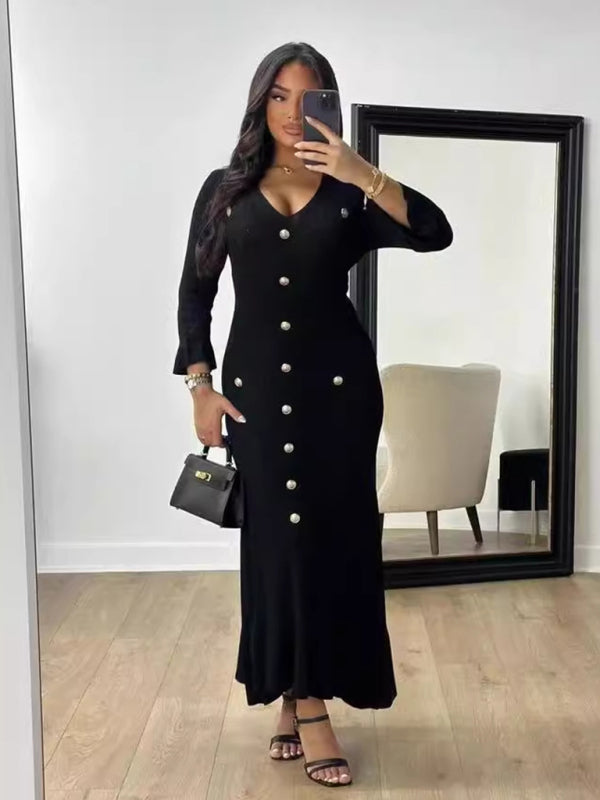 Autumn and winter long slim fit knitted long-sleeved dress