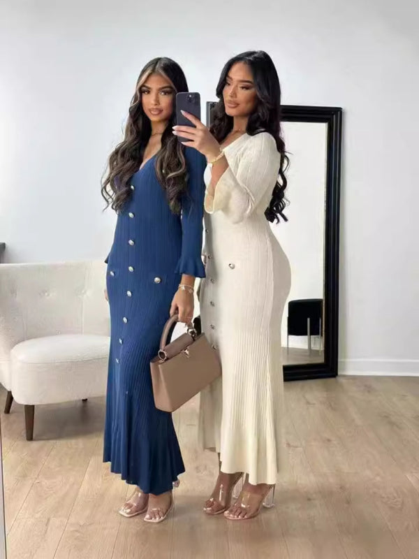 Autumn and winter long slim fit knitted long-sleeved dress