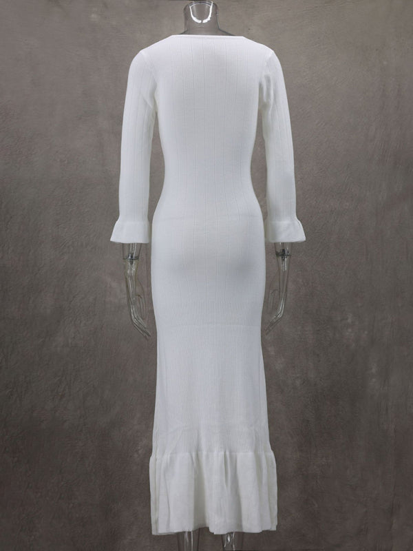 Autumn and winter long slim fit knitted long-sleeved dress