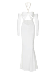 one-shoulder hollow design sexy hot girl halter neck dress