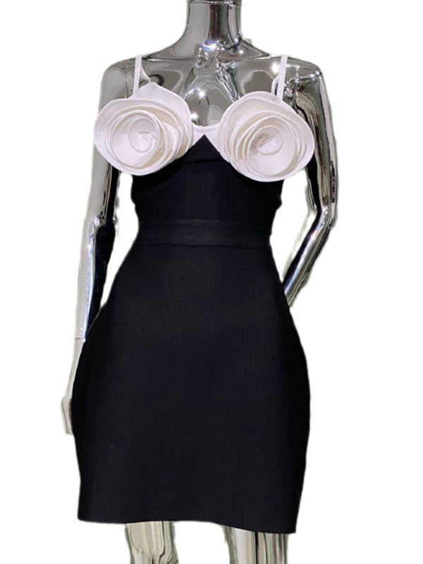 Suspender A-line Short Black Party Dress