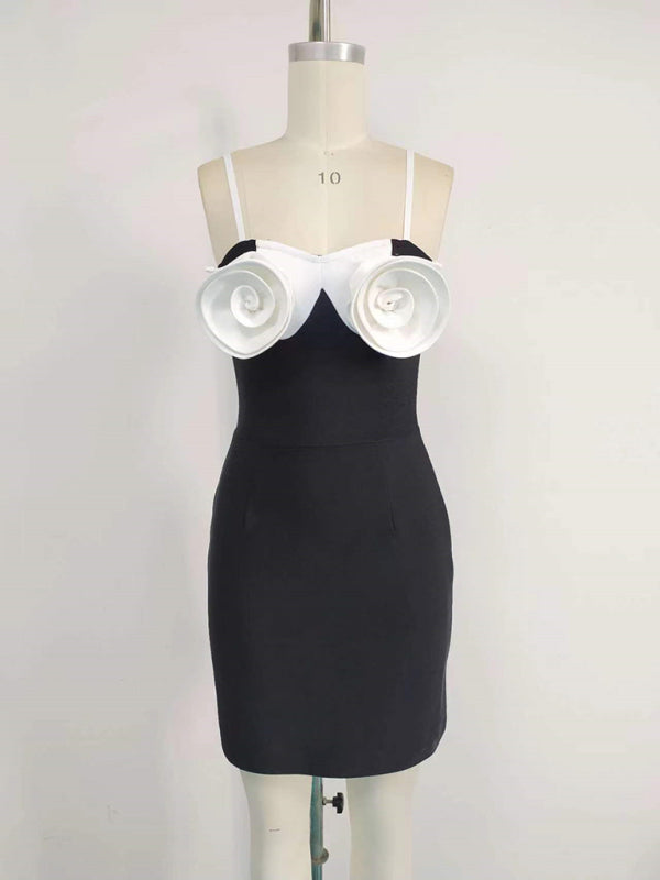 Suspender A-line Short Black Party Dress