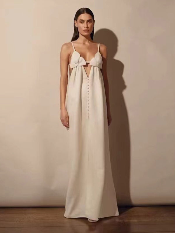 V-neck suspender dress loose sleeveless holiday dress