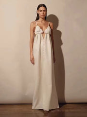 V-neck suspender dress loose sleeveless holiday dress