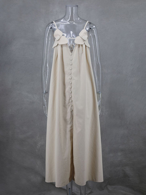 V-neck suspender dress loose sleeveless holiday dress