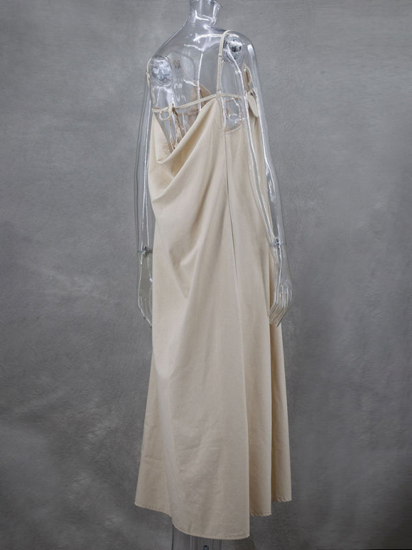 V-neck suspender dress loose sleeveless holiday dress