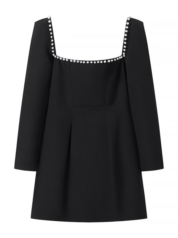 Square Neck Waist Short A-Line Dress
