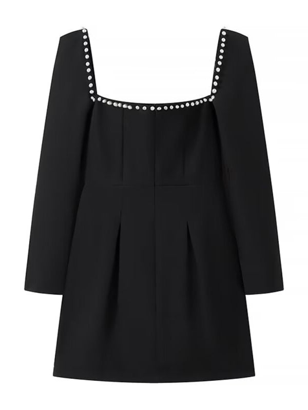Square Neck Waist Short A-Line Dress