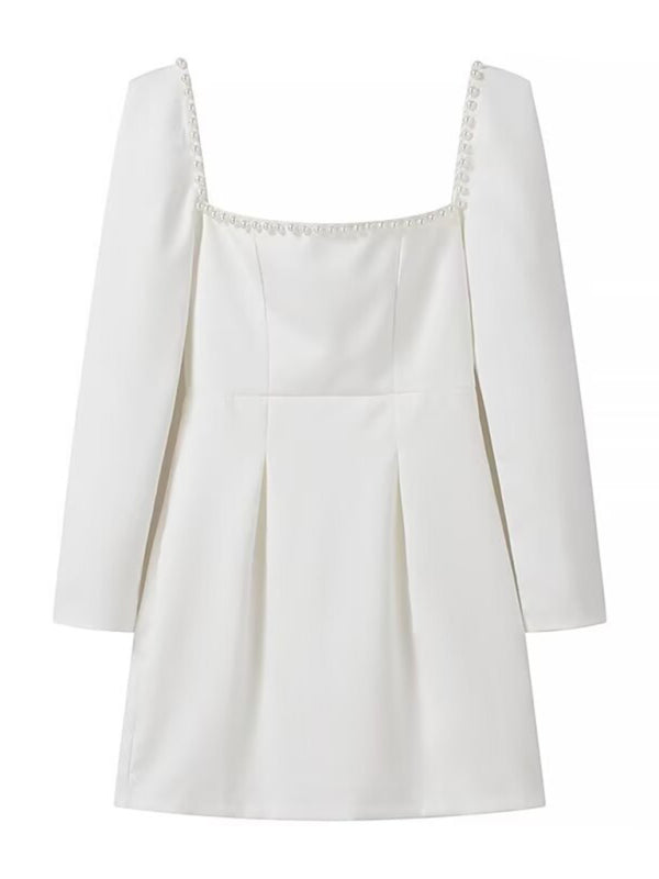 Square Neck Waist Short A-Line Dress