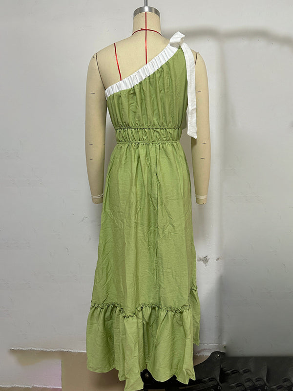 casual lace-up solid color dress