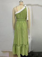 casual lace-up solid color dress